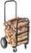 Gardenised Black Firewood Rack Outdoor Indoor, Heavy Duty Firewood Carrier with Front Wheels Wood Fireplace Tool Rack, Rolling Storage Cart Cover Included